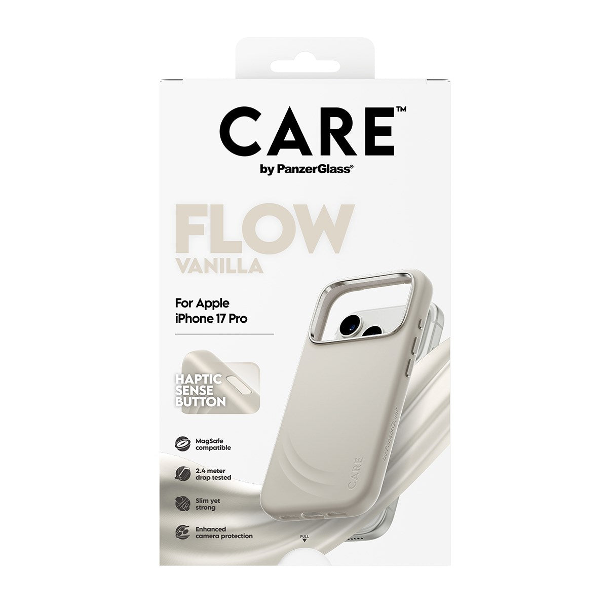 CARE by PanzerGlass® FLOW Case Vanilla w. Haptic Button & MagSafe iPhone 17 Pro